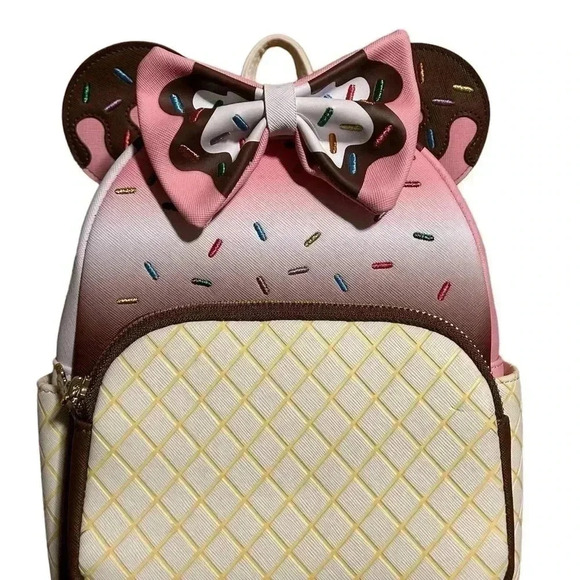 Loungefly Minnie Mouse Ice Cream Neapolitan Mini Backpack, NWT